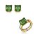 Conjunto de brinco e anel cravejado de zircônia colorida com pedra fusion esmeralda banho em ouro 18k - Imagem 1