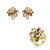 Conjunto de brinco e anel flor cravejado de zircônia colorida banho em ouro 18k - Imagem 2
