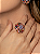 Conjunto de brinco e anel cravejado de zircônia colorida e pedra fusion ametista banho em ouro 18k - Imagem 4