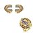 Conjunto de brinco e anel luxo cravejado de zircônia colorida banho em ouro 18k - Imagem 2