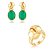 Conjunto de brinco e anel cravejado de zircônia cristal e pedra fusion esmeralda banho em ouro 18k - Imagem 1