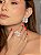 Conjunto de brinco e anel cravejado flor de zircônia cristal e pedra fusion rodonita banho em ouro 18k - Imagem 3