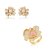 Conjunto de brinco e anel cravejado flor de zircônia cristal e pedra fusion rodonita banho em ouro 18k - Imagem 2