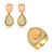 Conjunto de brinco e anel cravejado de zircônia cristal e pedra fusion morganita banho em ouro 18k - Imagem 1