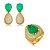 Conjunto de brinco e anel cravejado de zircônia cristal e pedra fusion esmeralda banho em ouro 18k - Imagem 1