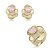 Conjunto de brinco e anel luxo cravejado de zircônia cristal e pedra fusion rodolita banho em ouro 18k - Imagem 2