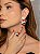 Conjunto de brinco e anel luxo cravejado de zircônia cristal e pedra fusion coral banho em ouro 18k - Imagem 3
