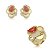 Conjunto de brinco e anel luxo cravejado de zircônia cristal e pedra fusion coral banho em ouro 18k - Imagem 2