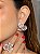 Conjunto de brinco e anel luxo flor cravejado de zircônia colorida banho em ouro 18k - Imagem 3
