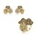Conjunto de brinco e anel luxo flor cravejado de zircônia colorida banho em ouro 18k - Imagem 2