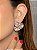 Conjunto de brinco e anel luxo flor cravejado de zircônia colorida banho em ouro 18k - Imagem 3