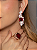 Conjunto de brinco e anel luxo cravejado de zircônia colorida com pedra fusion rubi banho em ouro 18k - Imagem 3