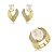 Conjunto de brinco e anel cravejado de zircônia e pedra fusion cristal banho em ouro 18k - Imagem 2