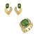 Conjunto de brinco e anel cravejado de zircônia cristal e pedra fusion esmeralda banho em ouro 18k - Imagem 2