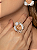 Conjunto de brinco e anel flor luxo cravejado de zircônia cristal com pedra fusion morganita banho em ouro 18k - Imagem 4