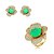 Conjunto de brinco e anel flor luxo cravejado de zircônia cristal com pedra fusion turmalina banho em ouro 18k - Imagem 2