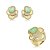Conjunto de brinco e anel luxo cravejado de zircônia cristal com pedra fusion turmalina banho em ouro 18k - Imagem 2