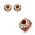 Conjunto de brinco e anel luxo coração cravejado de zircônia e pedra fusion rubelita banho em ouro 18k - Imagem 2