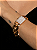 Pulseira de corrente com elos lisos e fecho cravejado de zircônia cristal banho em ouro 18k - Imagem 2
