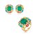 Conjunto de brinco e anel cravejado de zircônia colorida e pedra fusion esmeralda banho em ouro 18k - Imagem 2