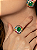 Conjunto de brinco e anel cravejado de zircônia colorida e pedra fusion esmeralda banho em ouro 18k - Imagem 4