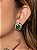 Conjunto de brinco e anel cravejado de zircônia colorida e pedra fusion esmeralda banho em ouro 18k - Imagem 3