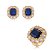 Conjunto de brinco e anel cravejado de zircônia lavanda e pedra fusion safira banho em ouro 18k - Imagem 2