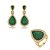 Conjunto de brinco e anel luxo cravejado de zircônia cristal e esmeralda banho em ouro 18k - Imagem 2