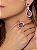 Conjunto de brinco e anel luxo cravejado de zircônia cristal e pink banho em ouro 18k - Imagem 4