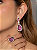 Conjunto de brinco e anel luxo cravejado de zircônia cristal e pink banho em ouro 18k - Imagem 3