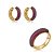 Conjunto de brinco e anel cravejado de zircônia pink banho em ouro 18k - Imagem 2