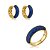 Conjunto de brinco e anel cravejado de zircônia safira banho em ouro 18k - Imagem 2