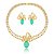 Conjunto brinco e colar luxo cravejado de zircônia navete cristal e pedra fusion turmalina banho em ouro 18k - Imagem 1