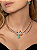 Conjunto brinco e colar luxo cravejado de zircônia navete cristal e pedra fusion turmalina banho em ouro 18k - Imagem 3