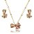 Conjunto de brinco e colar laço cravejado de zircônia pink banho em ouro 18k - Imagem 2
