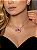 Conjunto de brinco e colar laço cravejado de zircônia pink banho em ouro 18k - Imagem 3