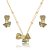 Conjunto de brinco e colar laço cravejado de zircônia esmeralda banho em ouro 18k - Imagem 2