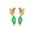 Brinco de flor cravejado de zircônia colorida com pedra fusion esmeralda banho em ouro 18k - Imagem 1
