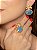 Conjunto de brinco e anel cravejado de zircônia coral e pedra fusion topázio banho em ouro 18k - Imagem 3