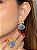 Conjunto de brinco e anel cravejado de zircônia coral e pedra fusion topázio banho em ouro 18k - Imagem 2