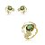 Conjunto de brinco e anel esmaltado cravejado de zircônia e pedra fusion turmalina banho em ouro 18k - Imagem 2
