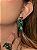 Conjunto de brinco e anel cravejado de zircônia esmeralda banho em ouro 18k - Imagem 3