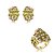 Conjunto de brinco e anel cravejado de zircônia rosa e oliva banho em ouro 18k - Imagem 2