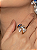 Conjunto de brinco e anel cravejado de zircônia cristal e topázio banho em ouro 18k - Imagem 4