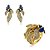 Conjunto de brinco e anel cravejado de zircônia cristal e topázio banho em ouro 18k - Imagem 2