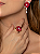 Conjunto de brinco e anel flor cravejado de zircônia cristal e pink banho em ouro 18k - Imagem 4