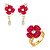 Conjunto de brinco e anel flor cravejado de zircônia cristal e pink banho em ouro 18k - Imagem 2
