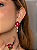 Conjunto de brinco e anel flor cravejado de zircônia cristal e pink banho em ouro 18k - Imagem 3