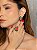 Conjunto de brinco e anel gota cravejado de zircônia esmeralda pedra fusion coral banho em ouro 18k - Imagem 3