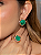 Conjunto de brinco e anel cravejado de zircônia cristal e pedra fusion esmeralda banho em ouro 18k - Imagem 3
